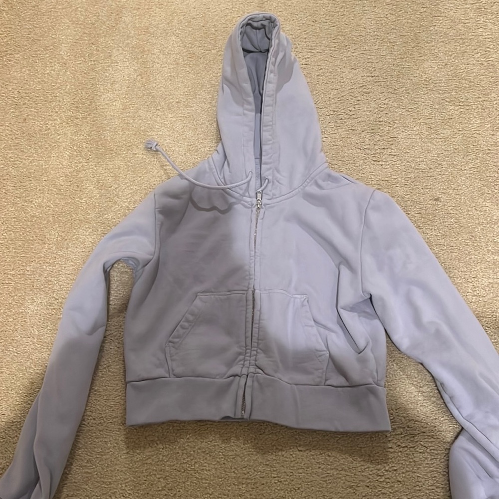 Brandy Melville, J. Galt blue/purple cropped hoodie.